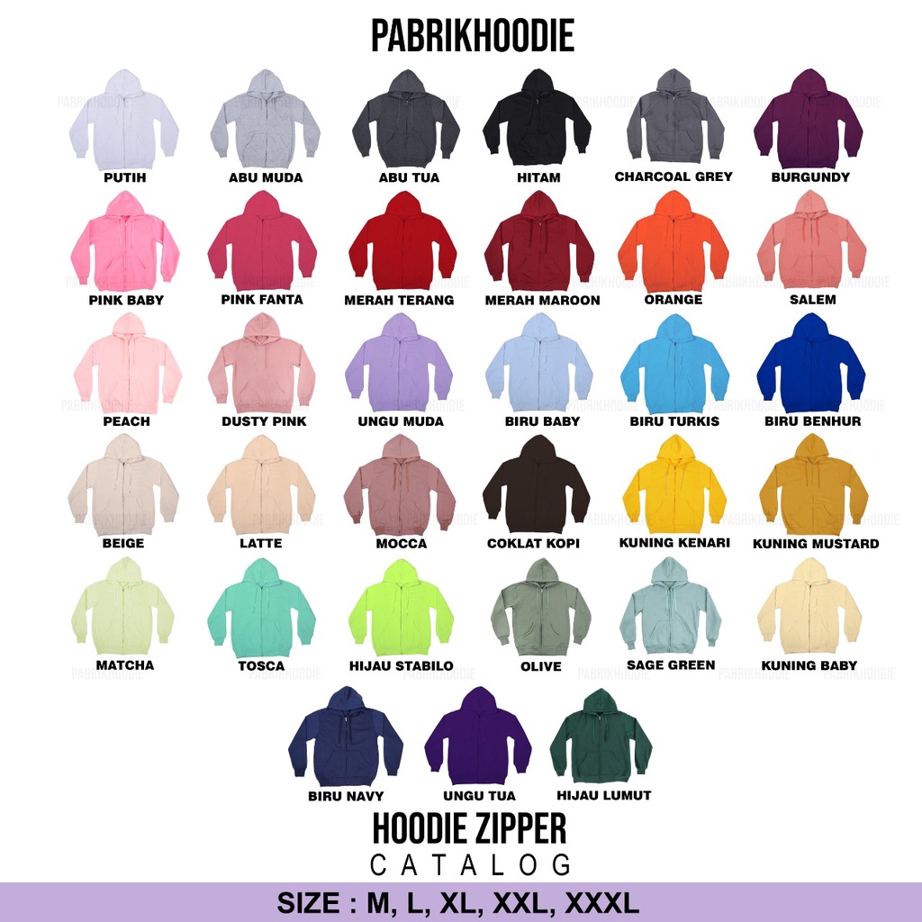 PABRIKHOODIE - JAKET HOODIE ZIPPER POLOS {PRIA &amp; WANITA} M - XXL