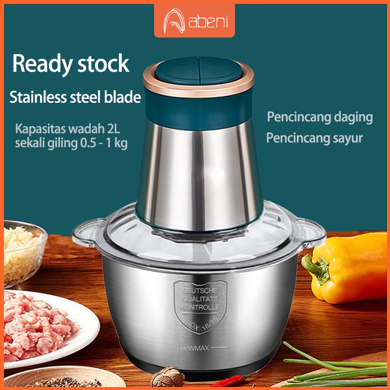 Abeni Blender Elektrik Penggiling Daging Electric Grinder Penggiling Bumbu Food Chopper 2L Baja tahan kar