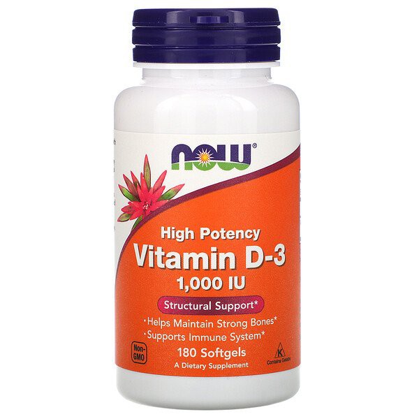Now Foods Vit-D3 - Vitamin D3 1000 IU (180 Softgels)