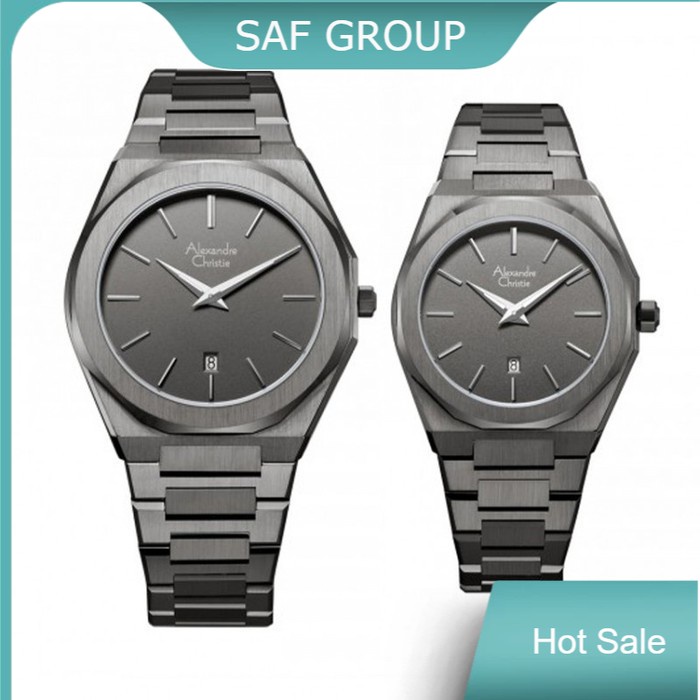 JAM TANGAN COUPLE ALEXANDRE CHRISTIE AC 8600 FULL BLACK HARGA SEPASANG ORIGINAL by plp