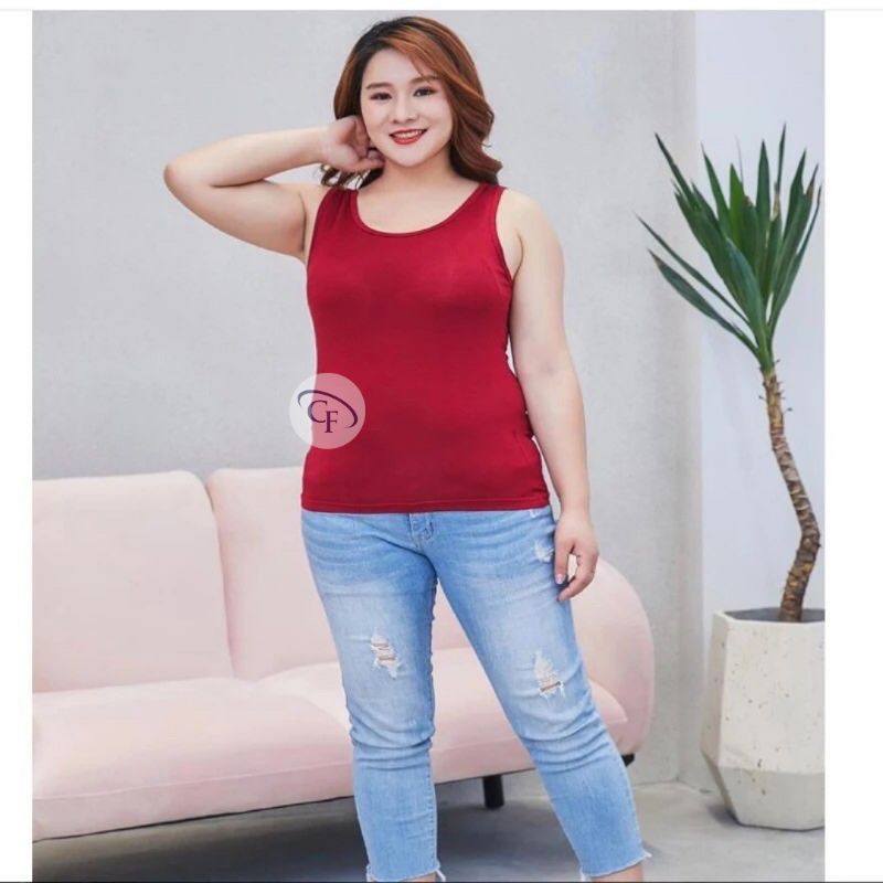Singlet Wanita XXL / JUMBO / Tanktop Tali Lebar XXL / JUMBO / Tank Top JUMBO-Maroon