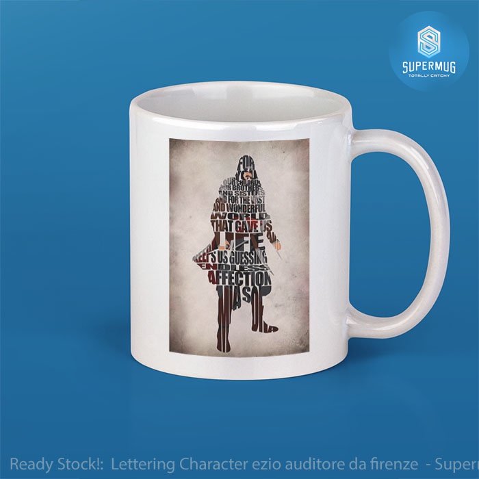 Mug Cangkir Desain Lettering Character ezio auditore da firenze