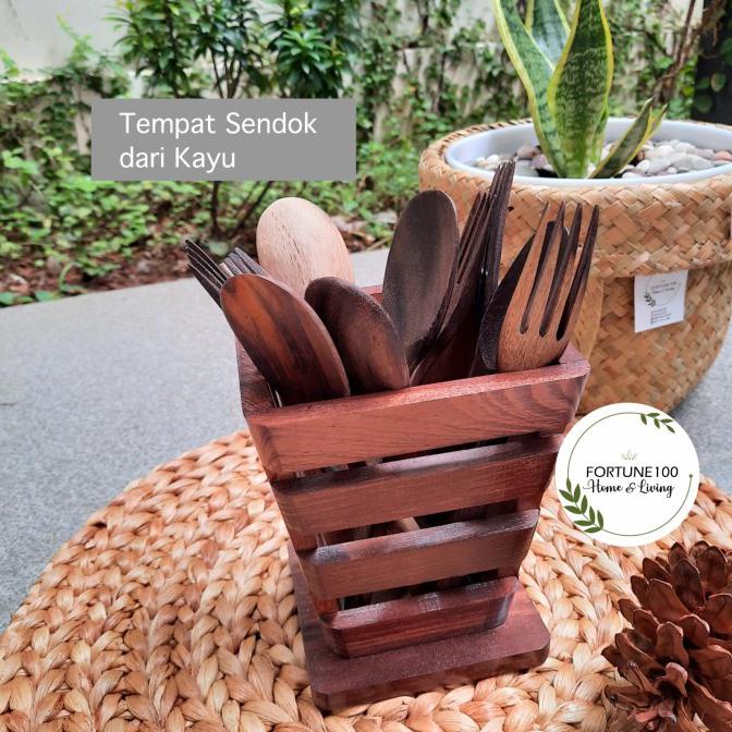 Termurah Tempat Sendok Kayu / Tempat Sendok Garpu / Wadah Sendok Garpu
