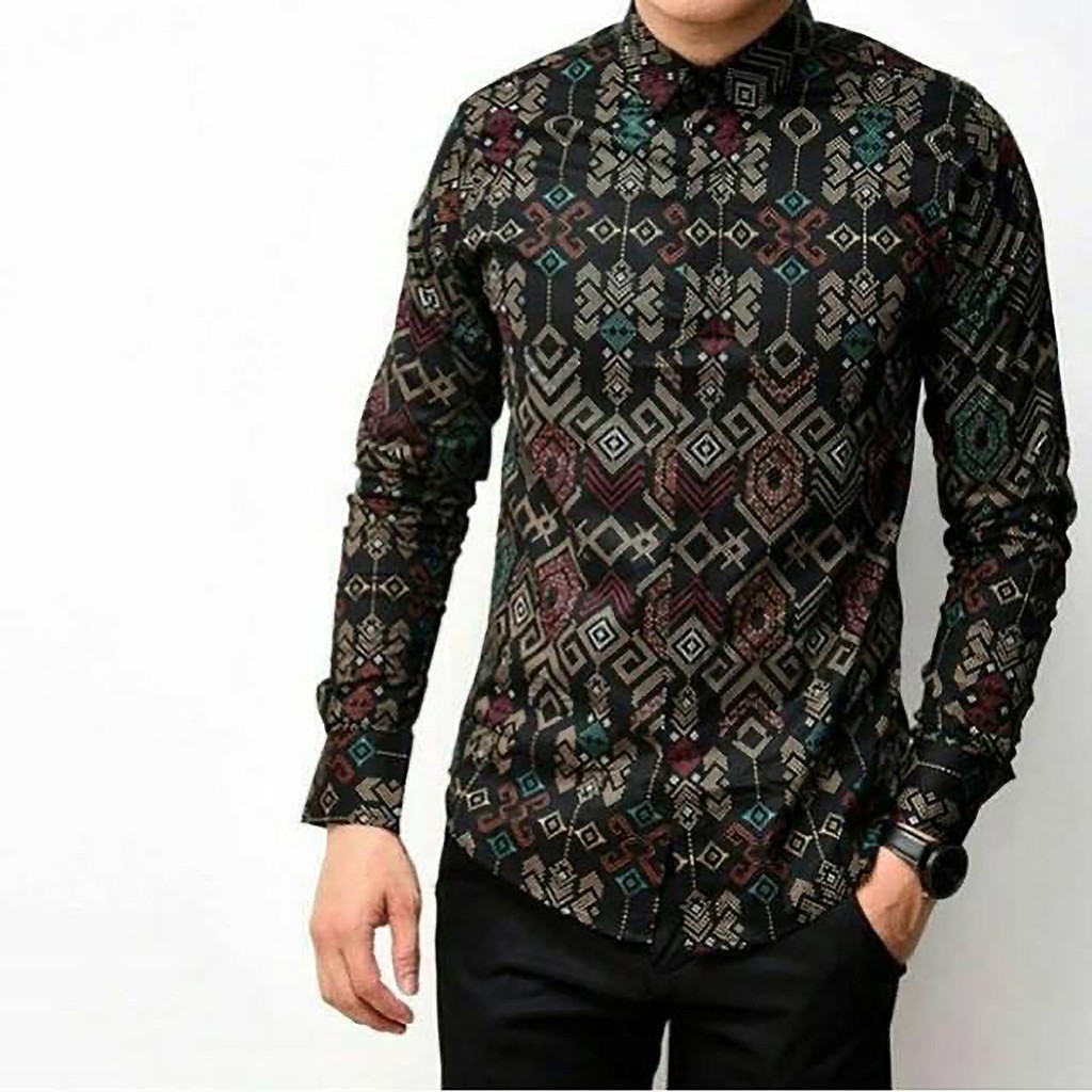 DGM Fashion   New Arrival Distro Batik Pria Bordir Sogan Batikaf Notoarto Batik Ipnu-Ippnu Hem Pria-HITAM 5506