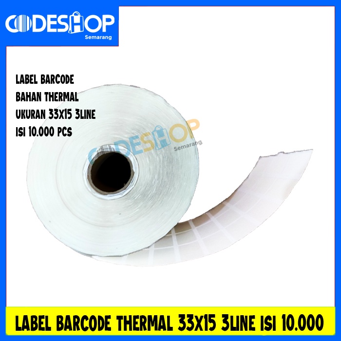 Label Barcode 33 X 15 mm Kertas Sticker Label Thermal 33x15 mm 3 Line