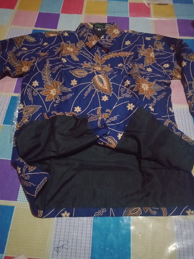 Kemeja Batik Pria Lengan Panjang Kembang Biru Katun Sragenan Full Furing Size M-xxl High Quality