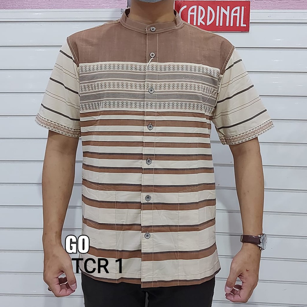 gos TCR CARDINAL KEMEJA KOKO Taqwa Pakaian Pria Original Baju Muslim Salur Lengan Pendek