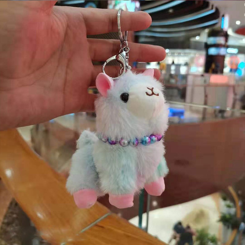 Boneka Gantungan Tas Gantungan kunci Aksesoris Tas lucu imut Gemes Lembut Boneka anjing cute Mainan Alpaca Toy Key Chain Gantungan Kunci Boneka Plush bentuk alpaca karakter kartun aksesoris tas wanita dan anak anak mainan boneka lucu gemes imut