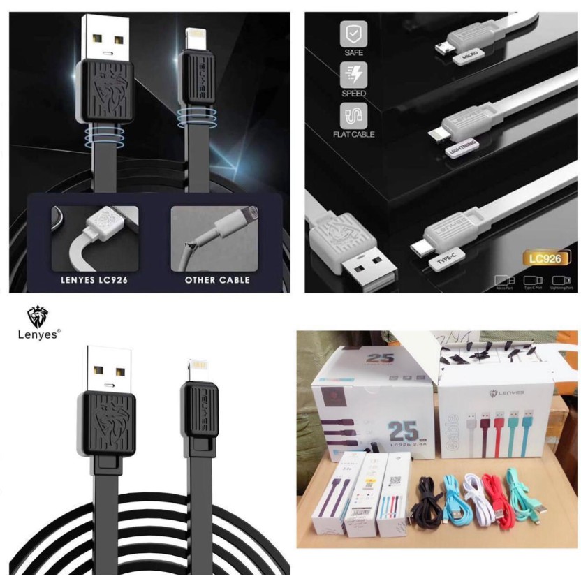 TYPE-C LC-926 - Kabel Data Lenyes Fast Charging LC926 2.4A TYPE C Pack Dus HP