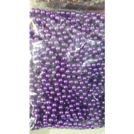 100 Gram Payet Mote Manik Mutiara Sintetis 8mm Bulat Besar Mutsin Berat Kwalitas Super Warna Ungu