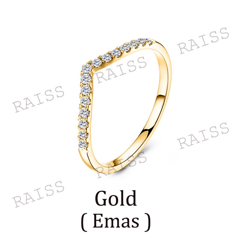 Cincin Fuji Titanium Anti Karat Lupis dfPerhiasan / Fuji Cincin Titanium Bentuk V Dengan Zircon Anti Pecah Untuk Wanita