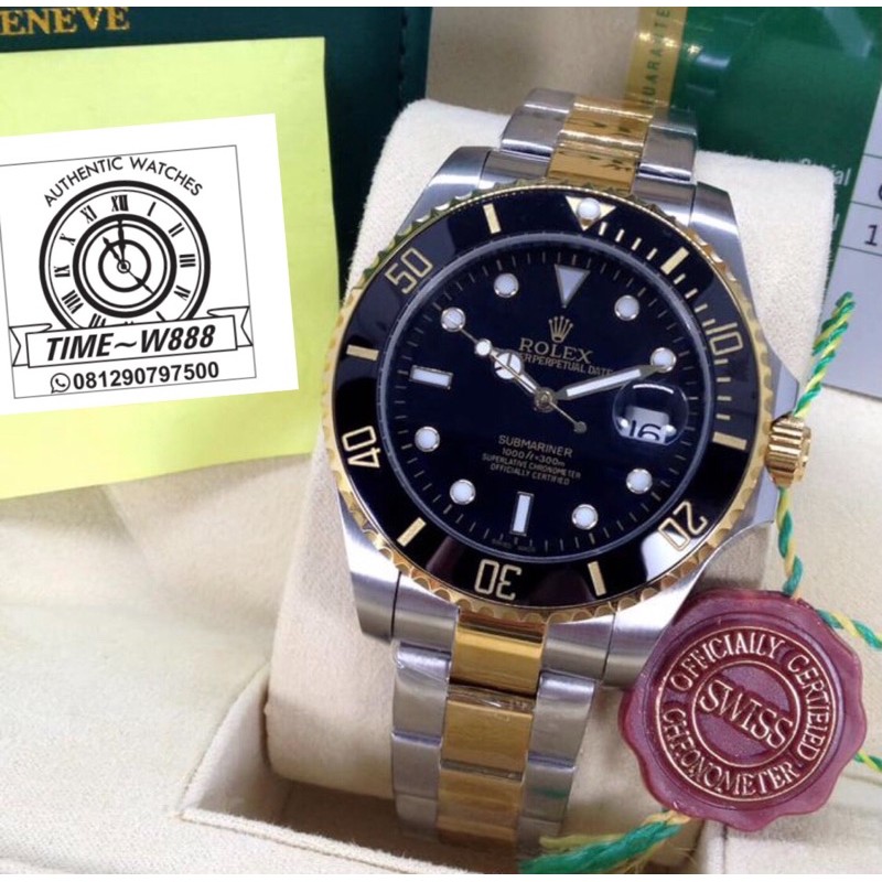 Jam Pria Rolex Submariner Gold Black Automatic Grade Pertamax FullSet