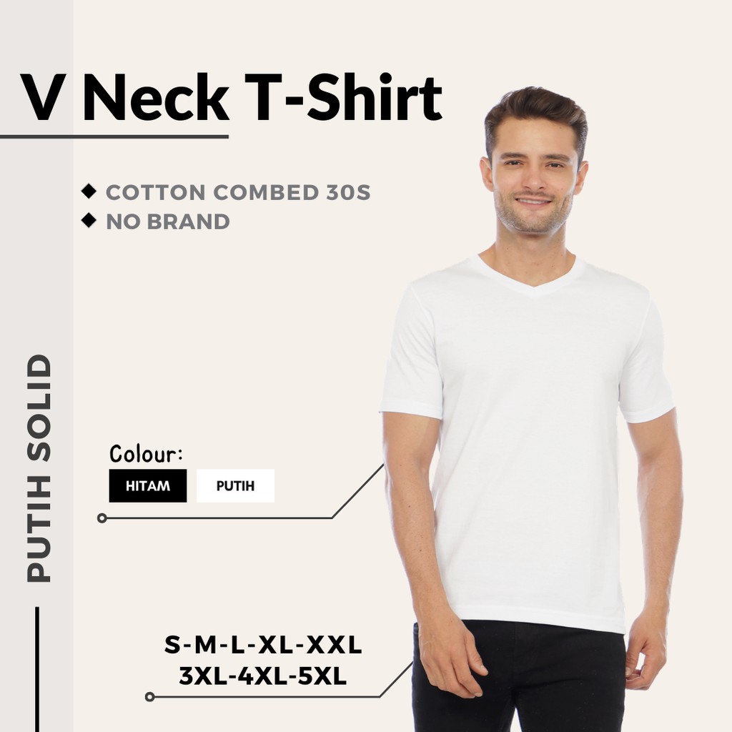 VNECK KAOS  POLOS COTTON COMBED  30S V NECK LENGAN PENDEK 