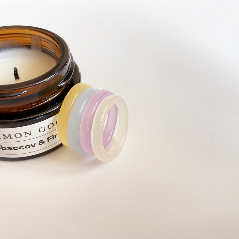 （kifli）Crystal Resin Cincin Set,Candy Colors Acrylic,Vintage Finger Akrilik Rings,Jewelry Aksesoris Perhiasan