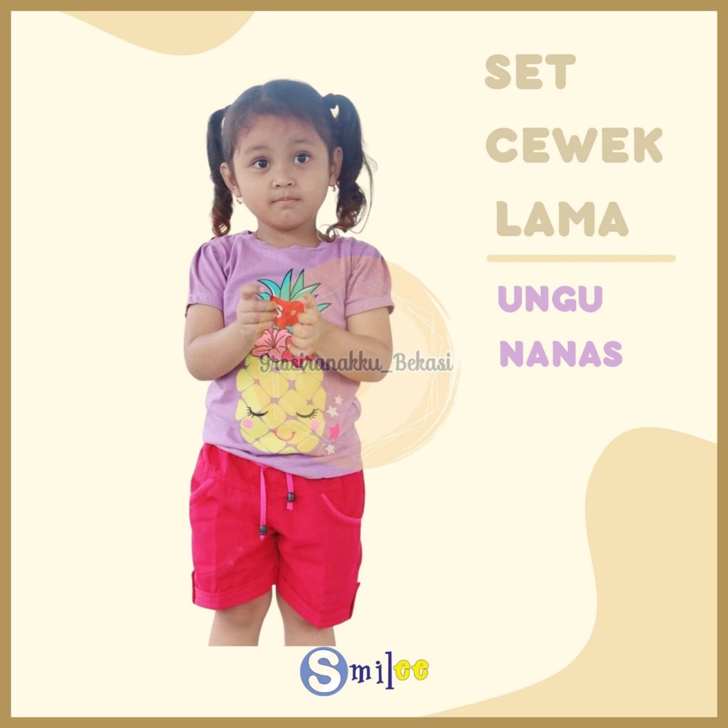 Setelan Anak Cewe Ungu Nanas Size 1-3tahun Murah