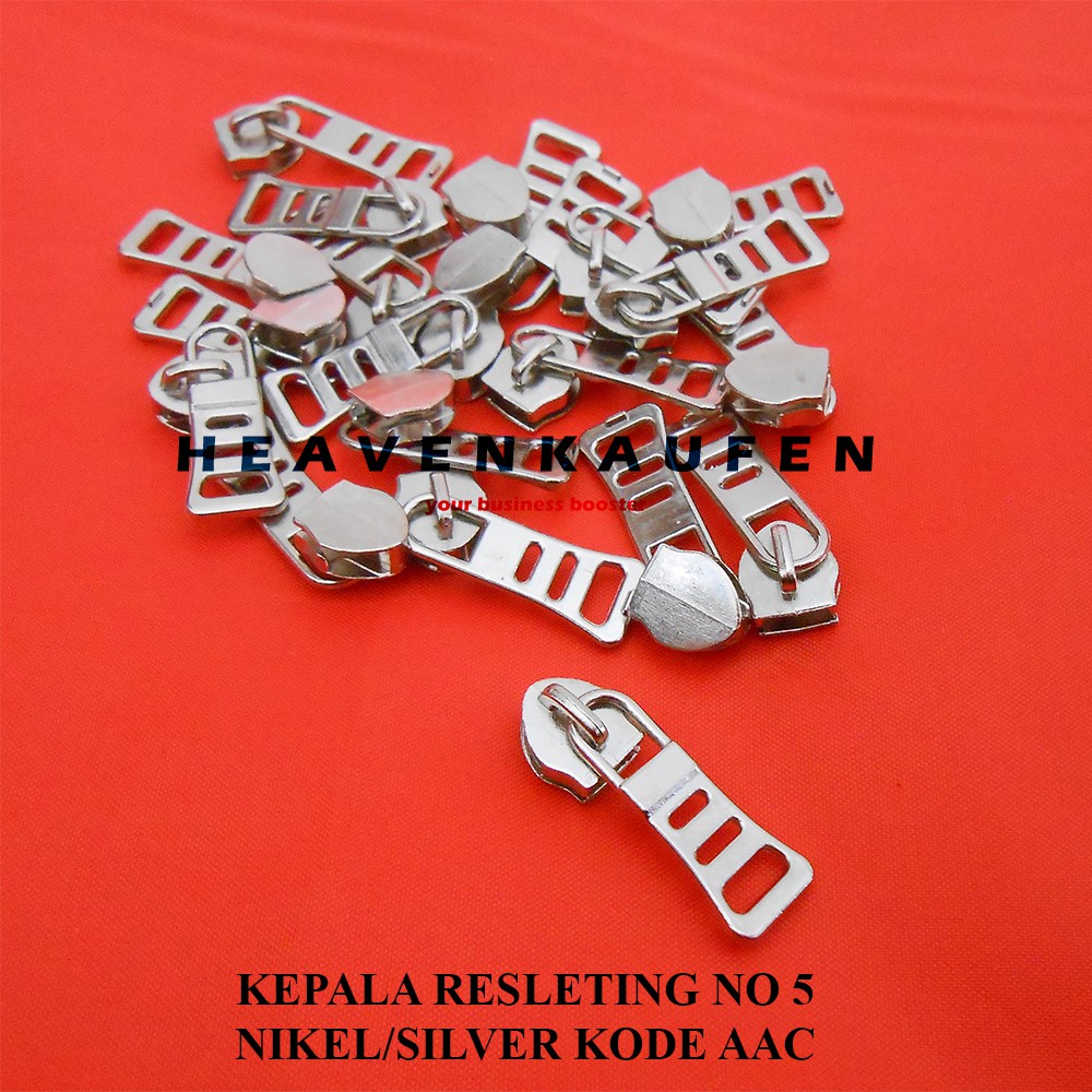 Kepala Resleting / Kepala Zipper Nikel Silver No 5 Murah Kode AAC Eceran Grosir