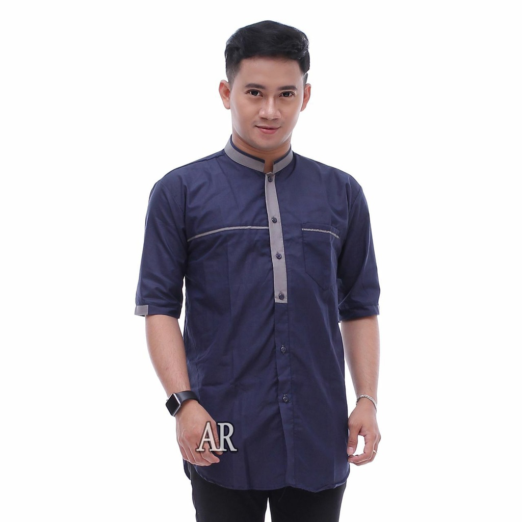 Baju Koko Kurta FF Pria Dewasa Lengan Pendek-Baju Koko Muslim Pria Model Terbaru-Baju Koko Syubannul