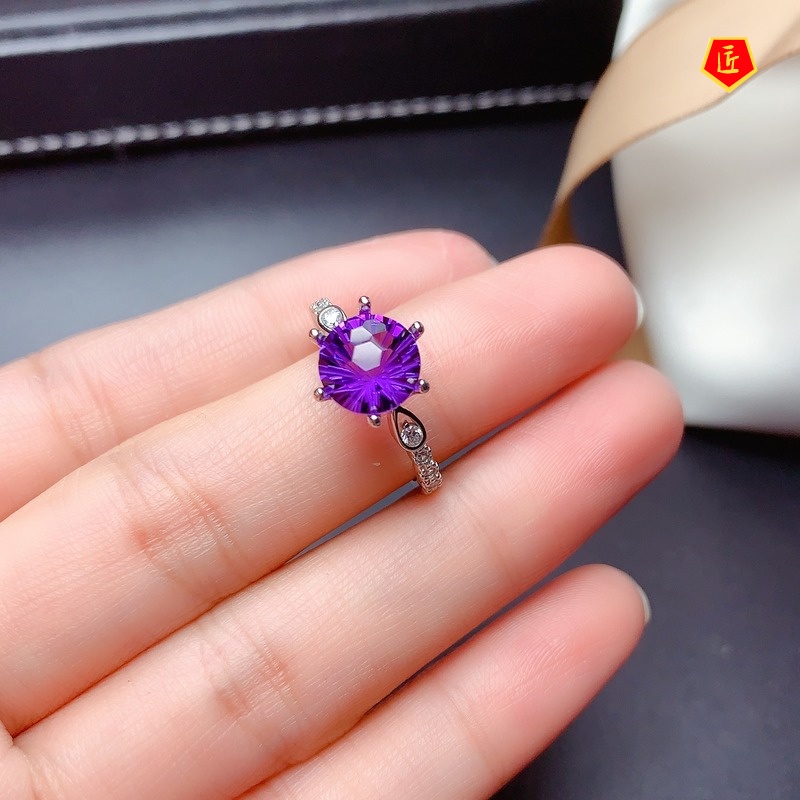 [Ready Stock]Pt950 Amethyst Moissanite Ring