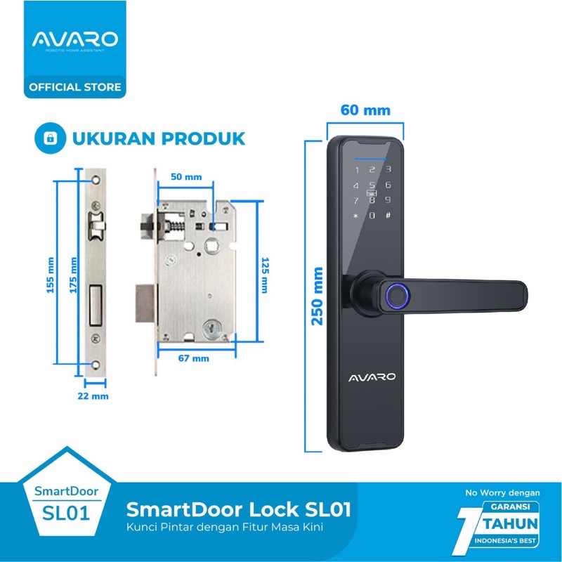 AVARO SL01 Smart Door Lock Handle RFID Fingerprint Password Waterproof