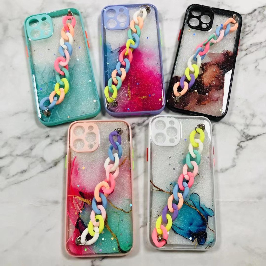 Casing Gingle Chain Samsung a72 a32 a52 a02s Chain Pastel Case samsung A12 Soft case