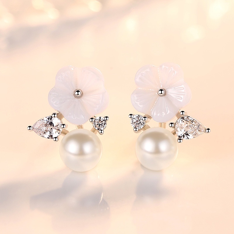 BTS-ERE247FJ Tino-tino Anting Wanita Gaya Korea Jasmine Flower Rodhium Murah/Anting Wanita Korea