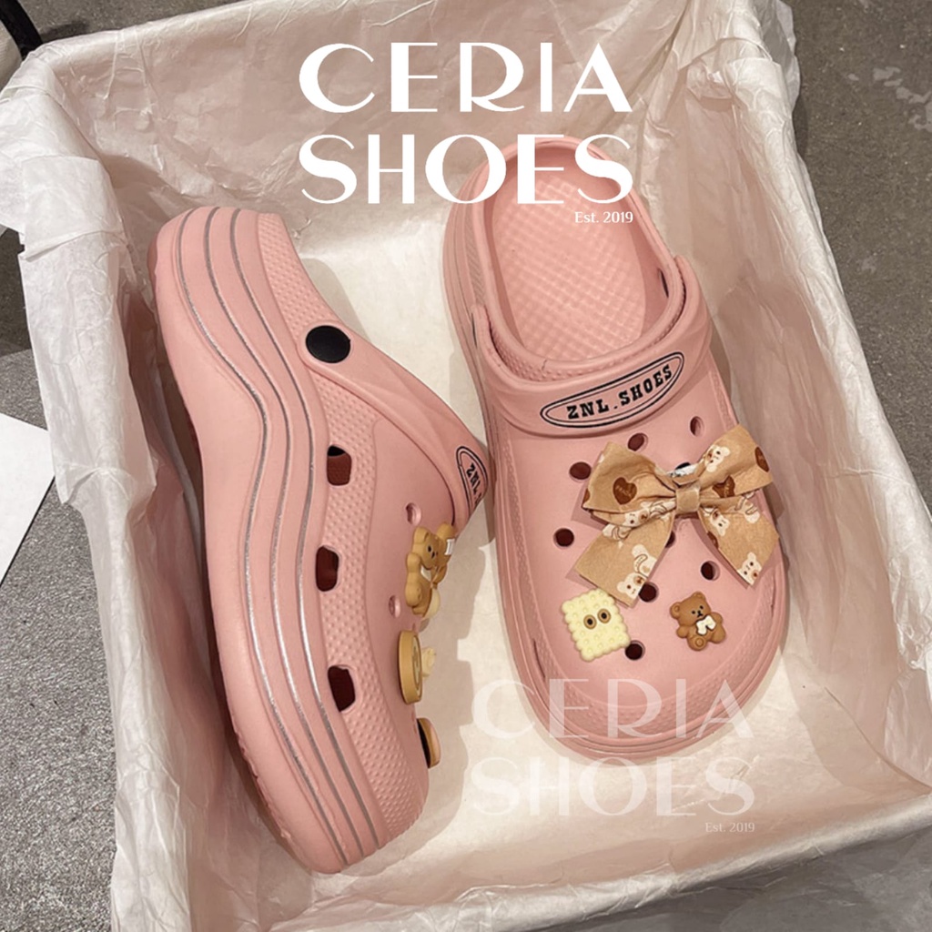 EVA Sandal Slop Slip On Wanita Bahan Karet Spons EVA Korean Super Ringan Empuk Elastis Non-Slip Sol Anti Air Candy Jibbitz Summer Sandals Import