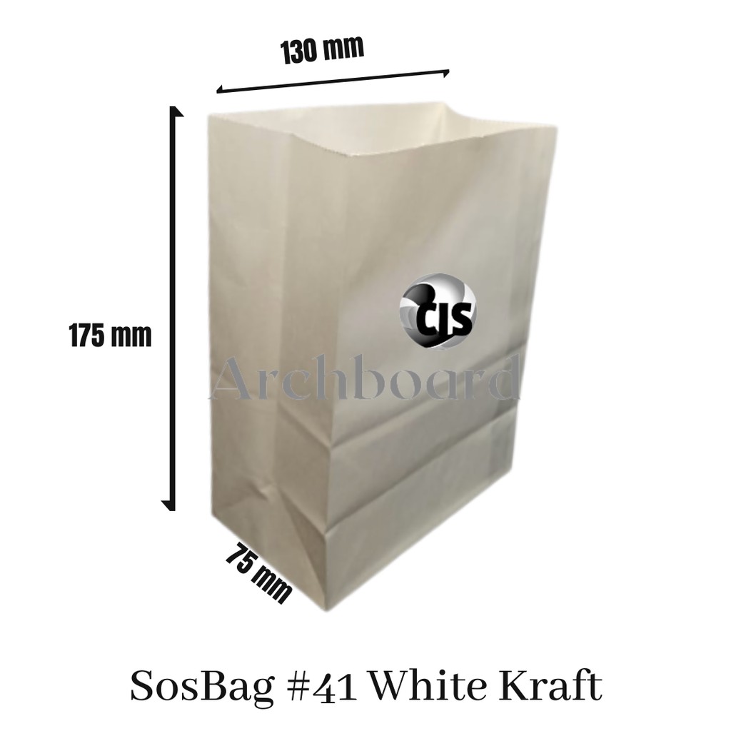 

Paper Bag Putih #41 - White Kraft Kantong Kertas Roti - 100 pcs
