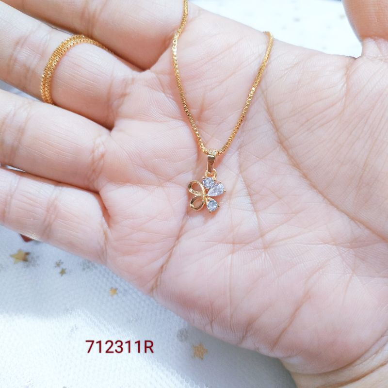 Kalung Set Liontin Wanita Titanium Anti Karat Lapis Emas311R