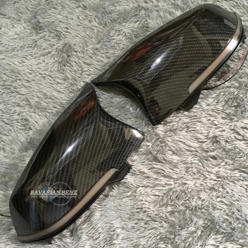 Cover Spion PLUS Lampu Sein Spion LED Sequential BMW f10 2014 - 2017 - Black Gloss & Carbon
