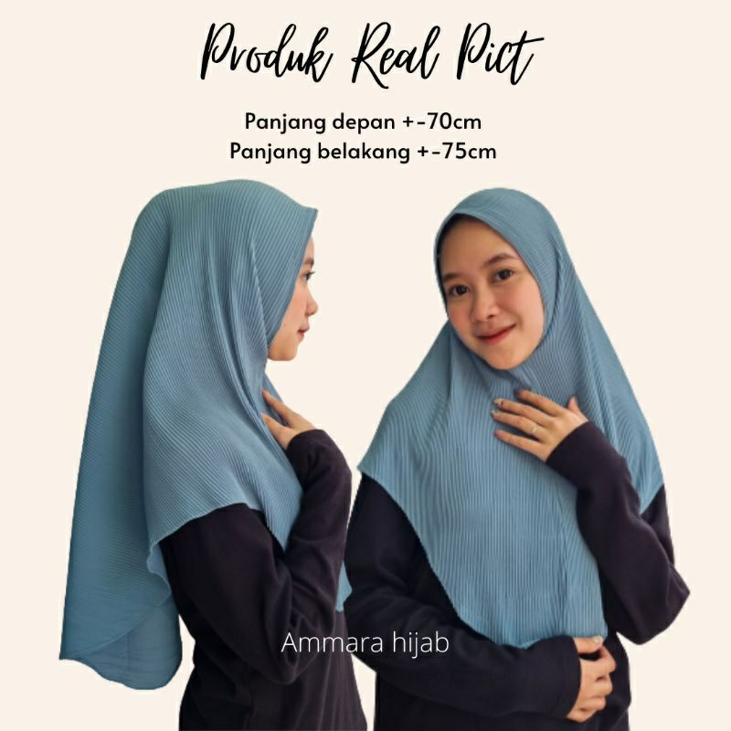 Jilbab Bergo Khimar Instan Plisket Lidi tanpa tali