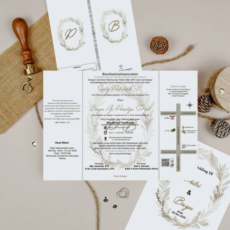 Undangan Pernikahan Murah|Undangan Pernikahan Lipat 3|Undangan Pernikahan Elegant