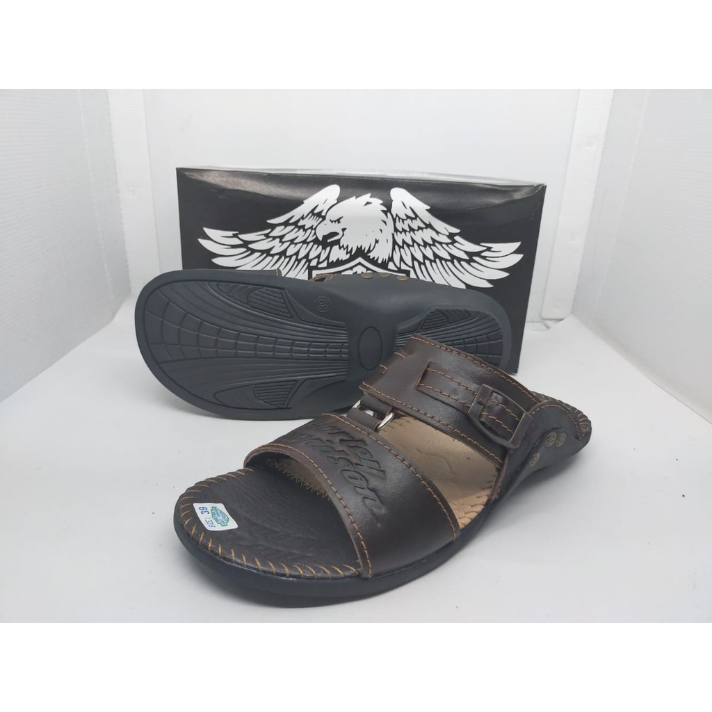 SaNDal Pria Slide Harley Original Bahan Kulit Santai Nyaman Jalan NgemalL HangOut Kekinian Keren02