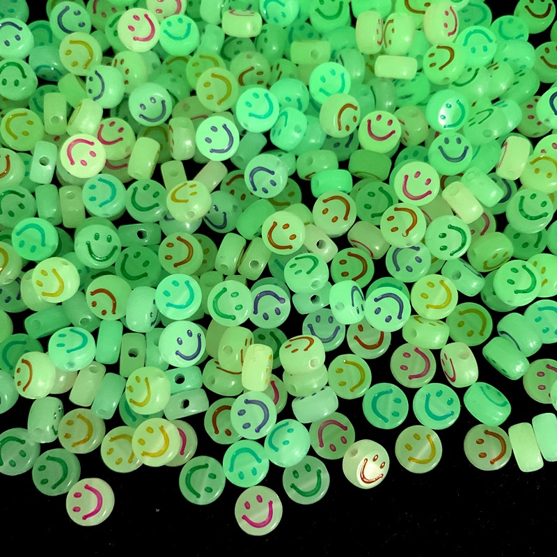 100pcs / Lot Manik-Manik Smiley Luminous Ukuran 4x7mm Untuk Membuat Perhiasan Diy