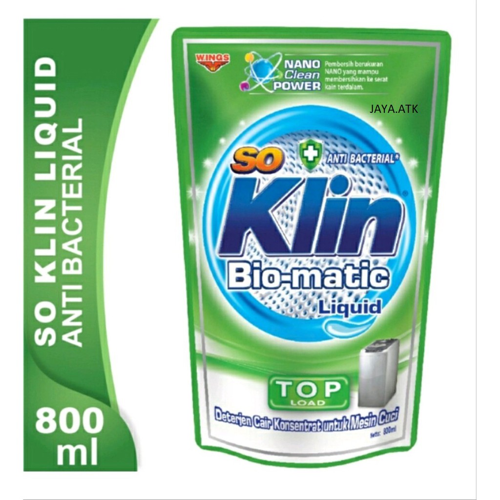 DETERJEN CAIR SO KLIN BIO MATIC 800 ML MESIN CUCI MATIC BUKAAN ATAS SOKLIN SABUN CUCI CAIR