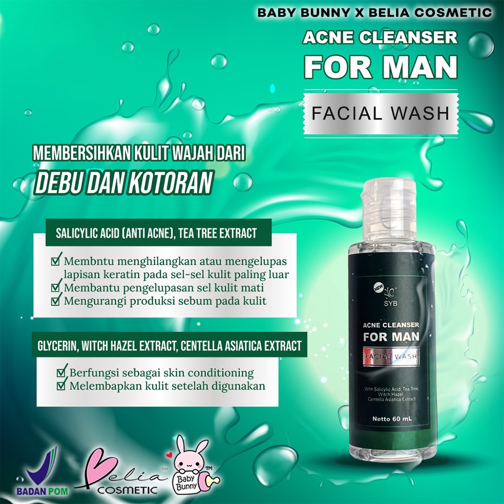 ❤ BELIA ❤ SYB Facial Wash For Man 60ml Daily &amp; Acne | Cleanser | Acne | Pembersih Wajah | BPOM