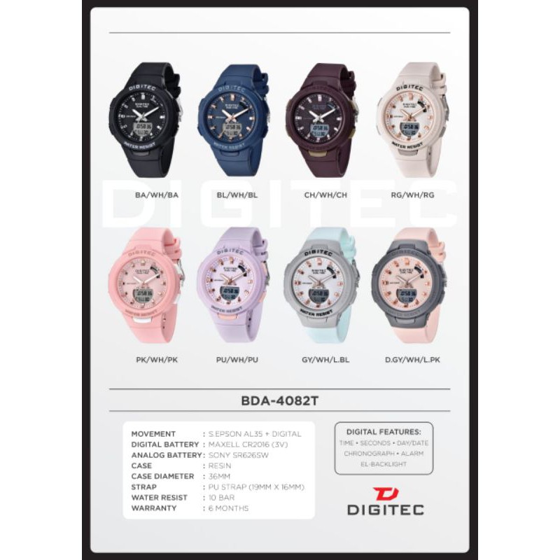 Jam Tangan Cewek Digitec BDA 4082 T / DA 4082 / DG 4028 original  jam tangan wanita digitec 4082 analog digital