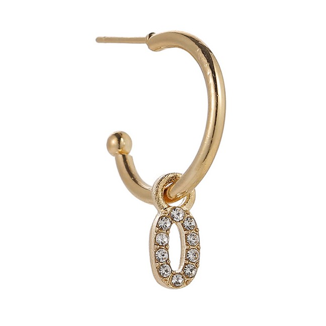 LRC Anting Tusuk Fashion Golden Digital Diamond Alloy Geometric Earrings 0-9 (1pcs)