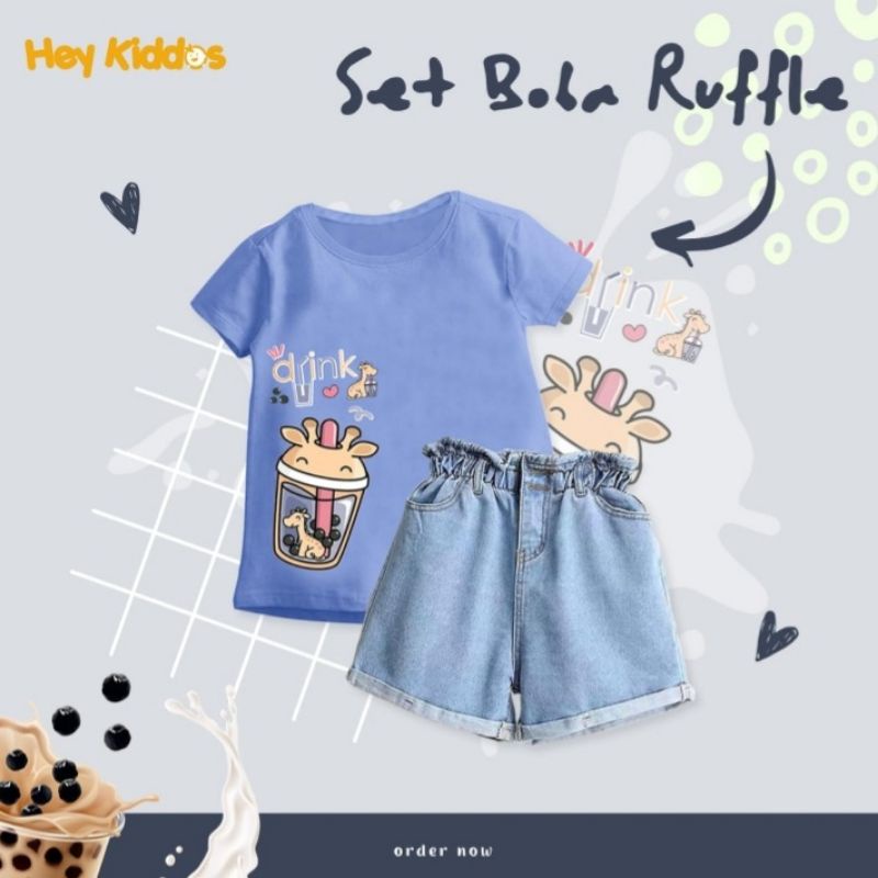 Heyy Kiddos Setelan Boba Ruffle