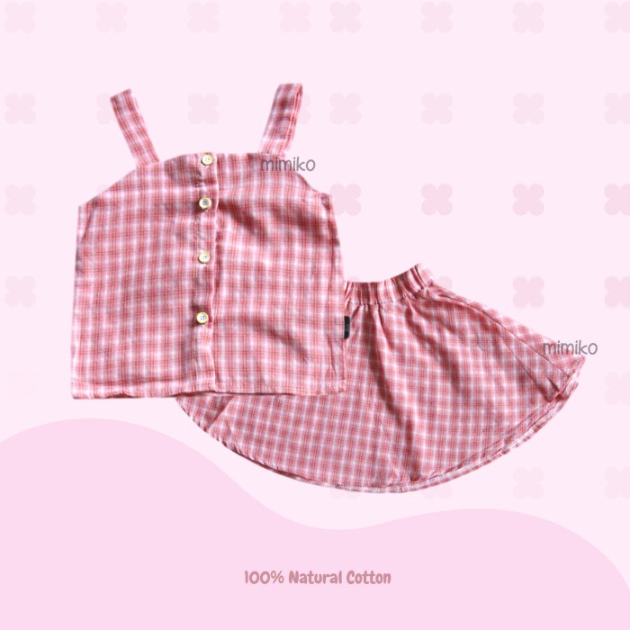 Mimiko - Anna Set Dress Setelan Bayi Bodysuit Rok Motif Kotak Garis