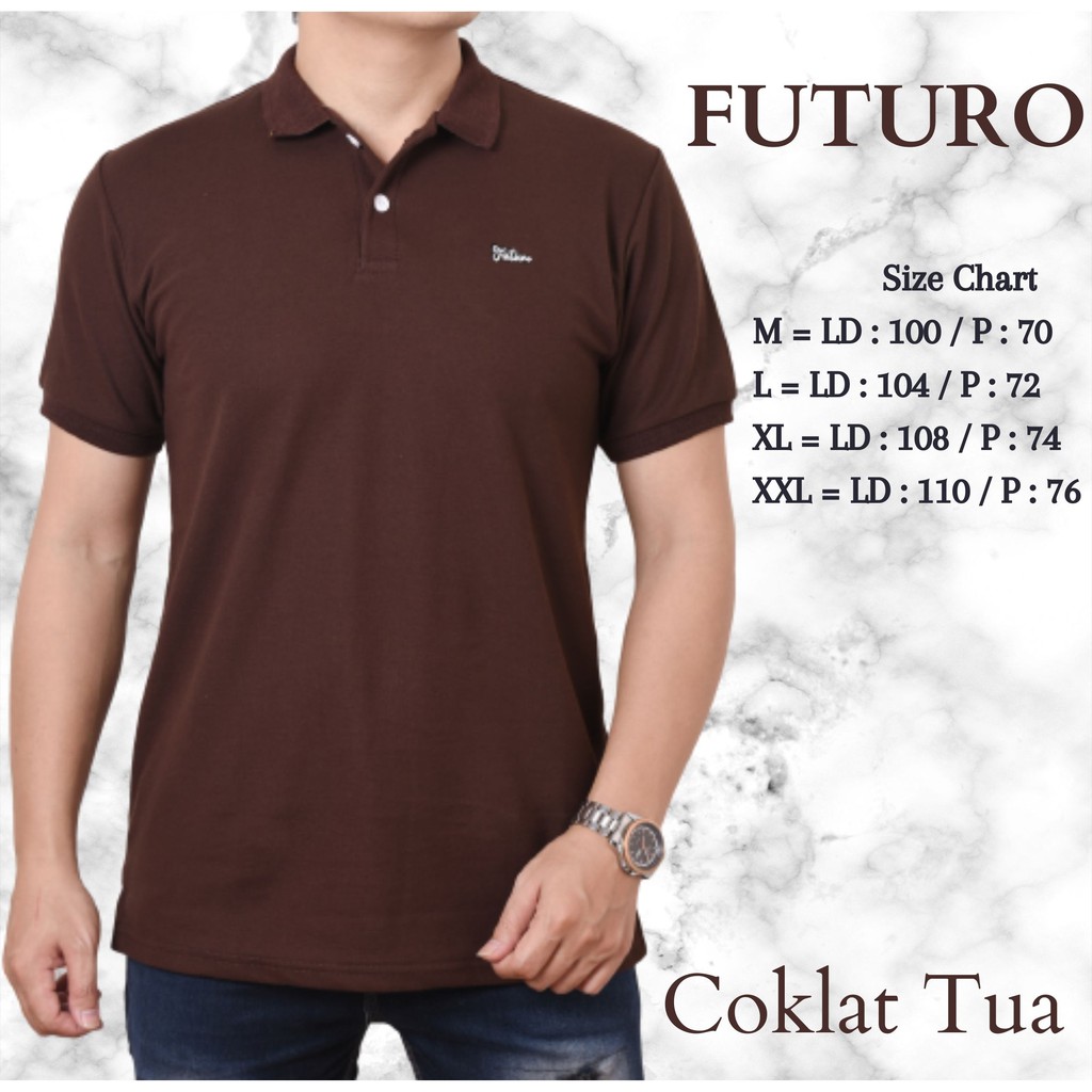 Polo shirt kaos kerah warna coklat gelap