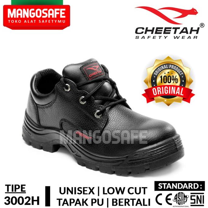 Sepatu Safety Cheetah 3002H / Sepatu Hitam Pendek tali Proyek Pabrik