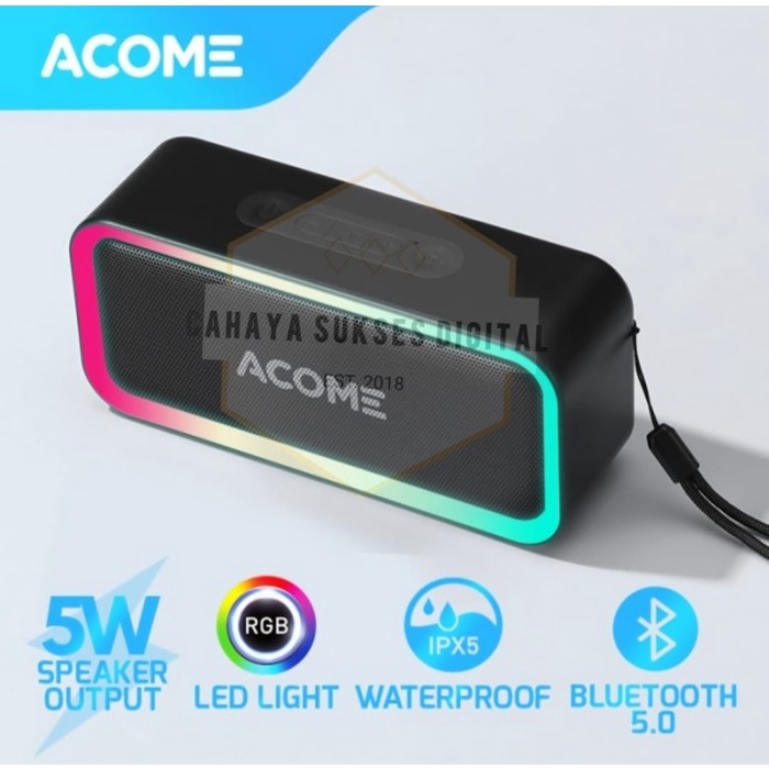 Speaker Bluetooth Acome A6 5W Tws Rgb Light Waterproof