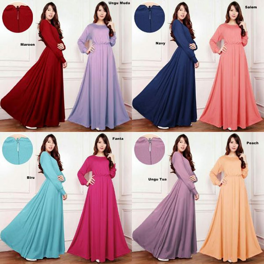 Gamis Jersey Polos Long Dress