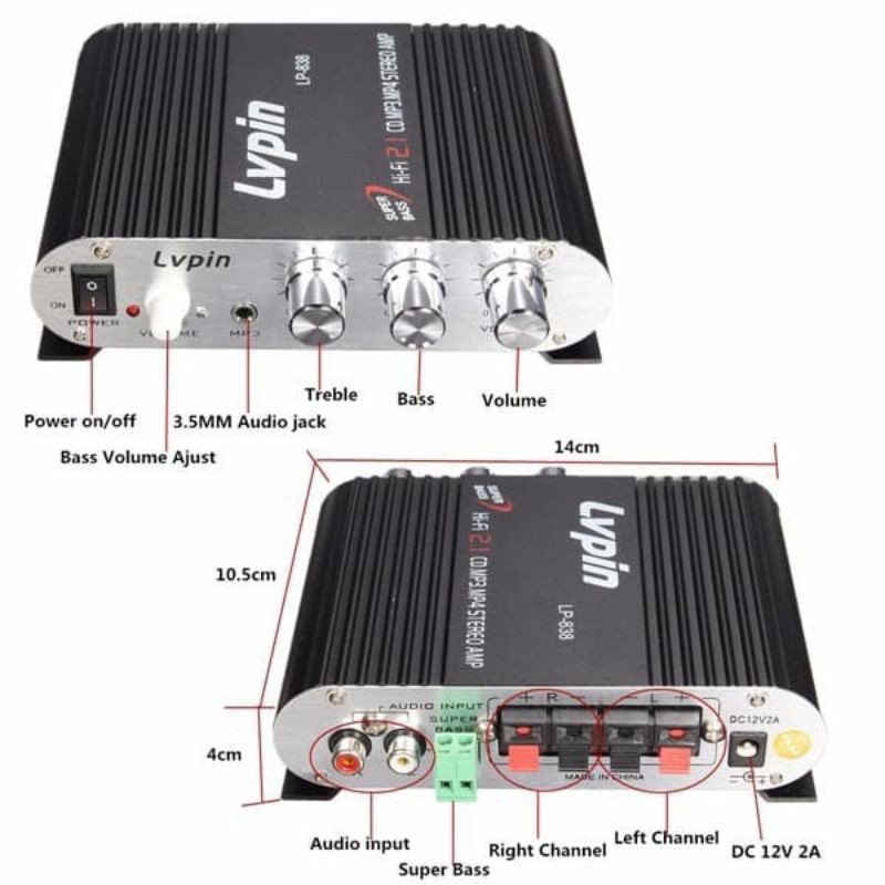 Lvpin mini hifi stereo amplifier Bas Boster