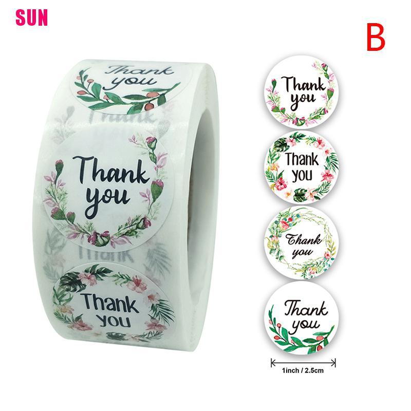 500pcs / Roll Stiker Label Segel Desain Thank You Untuk Alat Tulis