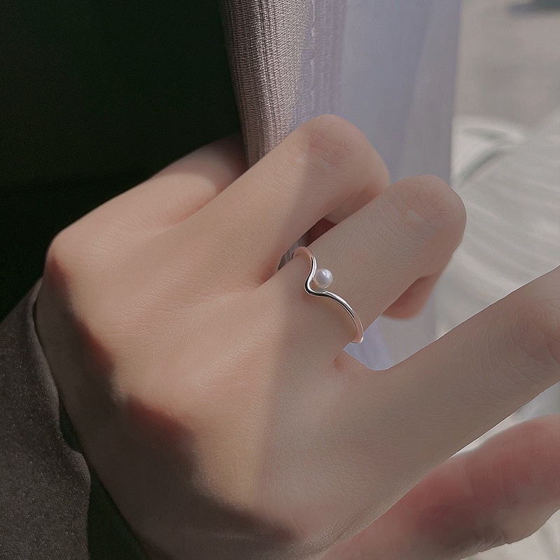 Perancis Retro In Cincin Dapat Disesuaikan Wanita Musim Panas Baru Sederhana V Desain Cincin Mutiara Aksesoris Hadiah