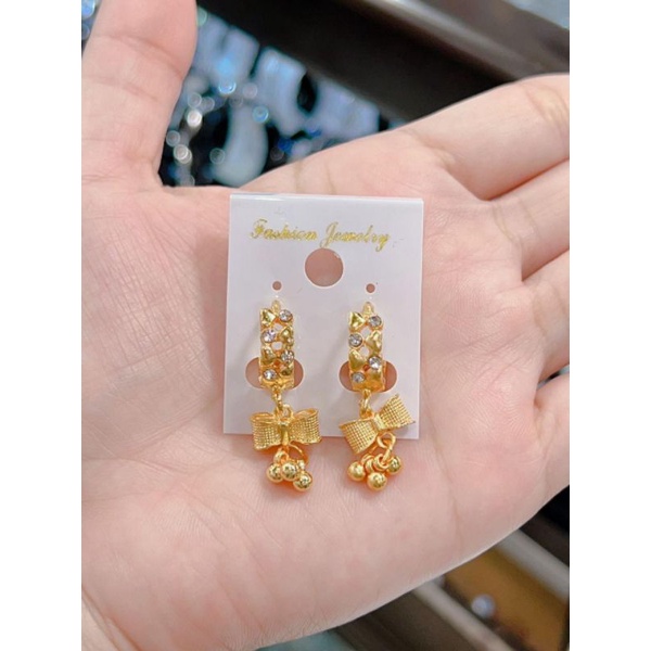 anting perhiasan titanium ori/ori anti karat/anting warna emas 999