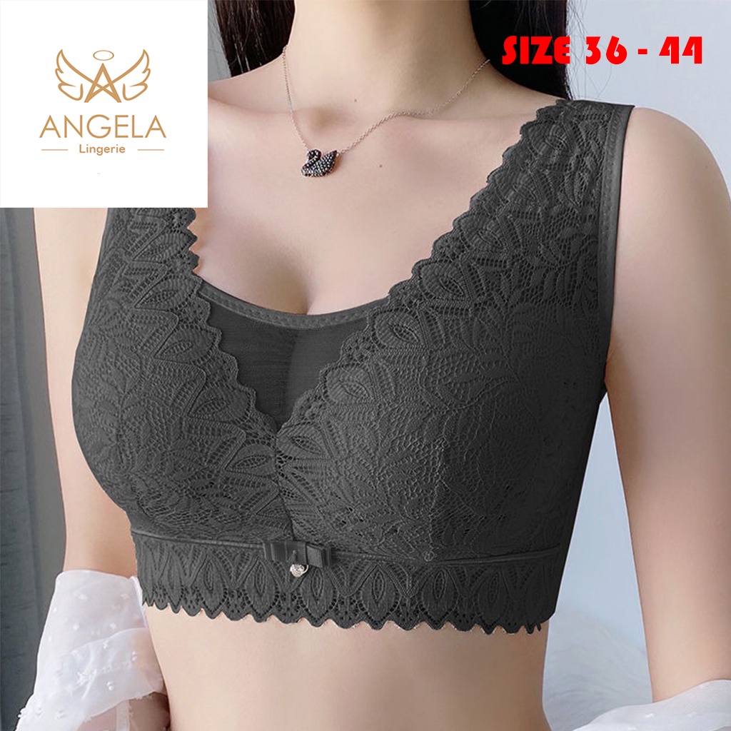 ANGELA PREMIUM JAPAN Bra BH JUMBO SIZE 36 - 44 Ukuran Besar Push Up Tanpa Kawat Wanita Bikini Sport Beha Lingerie Korea Fashion Bralette Remaja Perempuan Sexy COD Renang Motif Bunga Cewek Pita Bunga Murah Mami Bralette