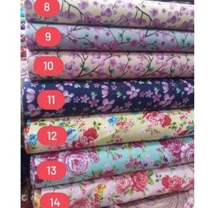 Katun print/Bahan katun motif/Kain katun bunga-bunga