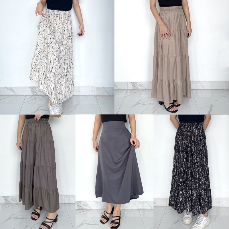 ROK nyaman layer flare skirt bawahan kallyoutfit